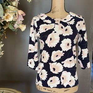 Ann Taylor three-quarter sleeve floral top S/p